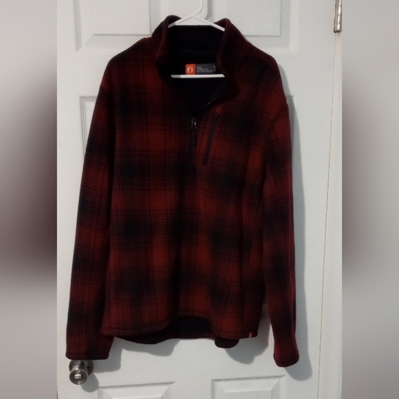 Classic Red and Black Plaid Quarter-Zip Sweatshirt - Picture 1 of 4